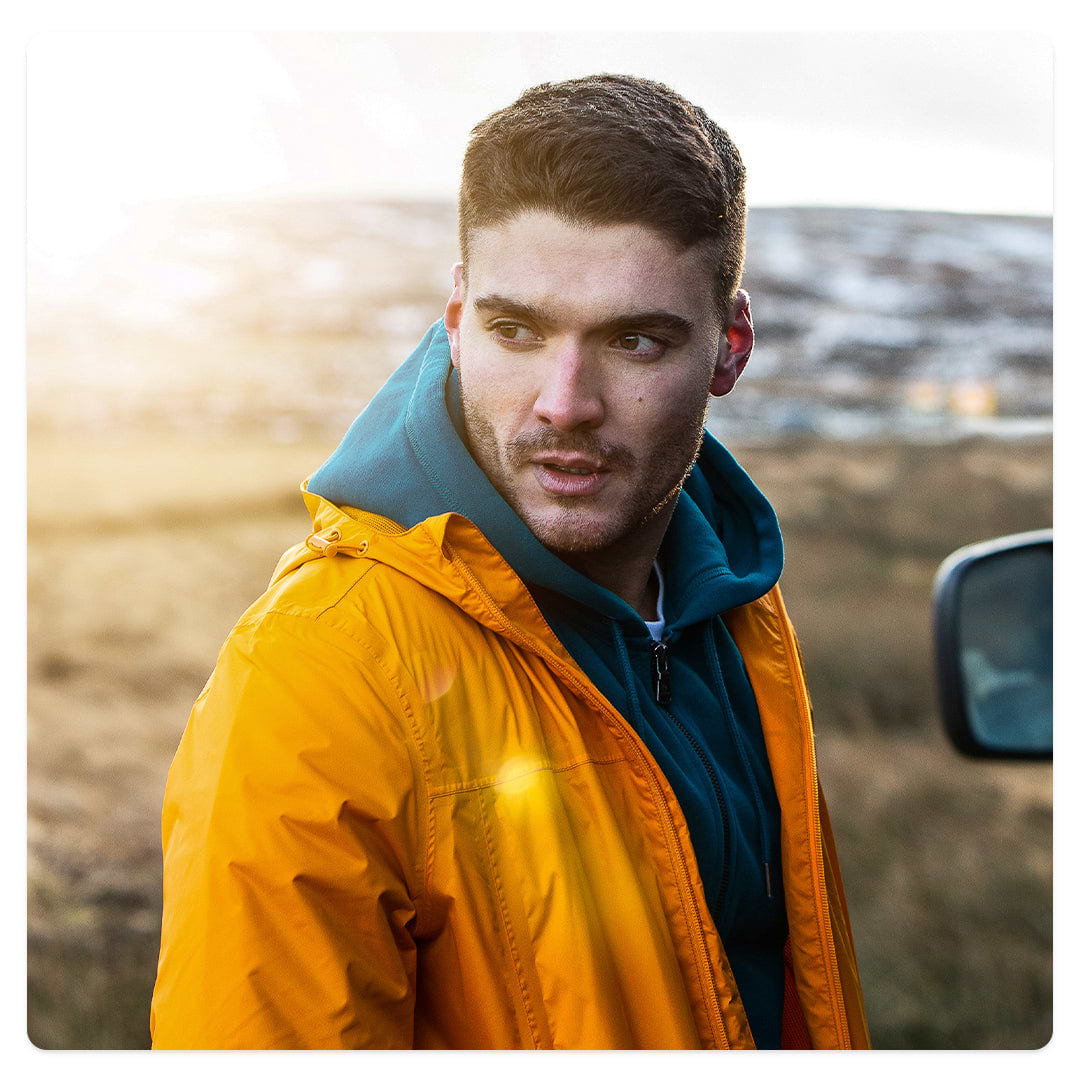 Craven Mens Waterproof Packaway Jacket Orange Sunset