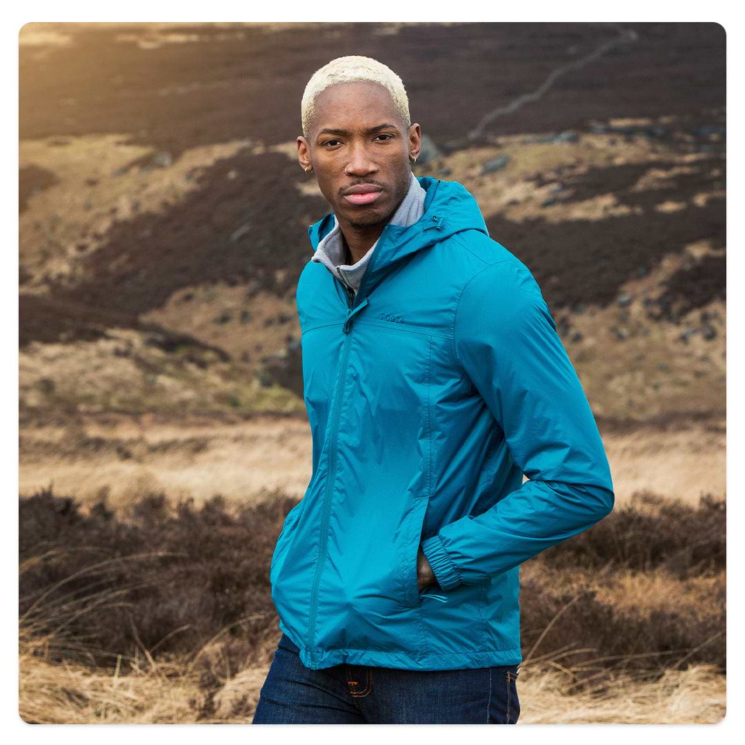 Craven Mens Waterproof Packaway Jacket Pacific Blue