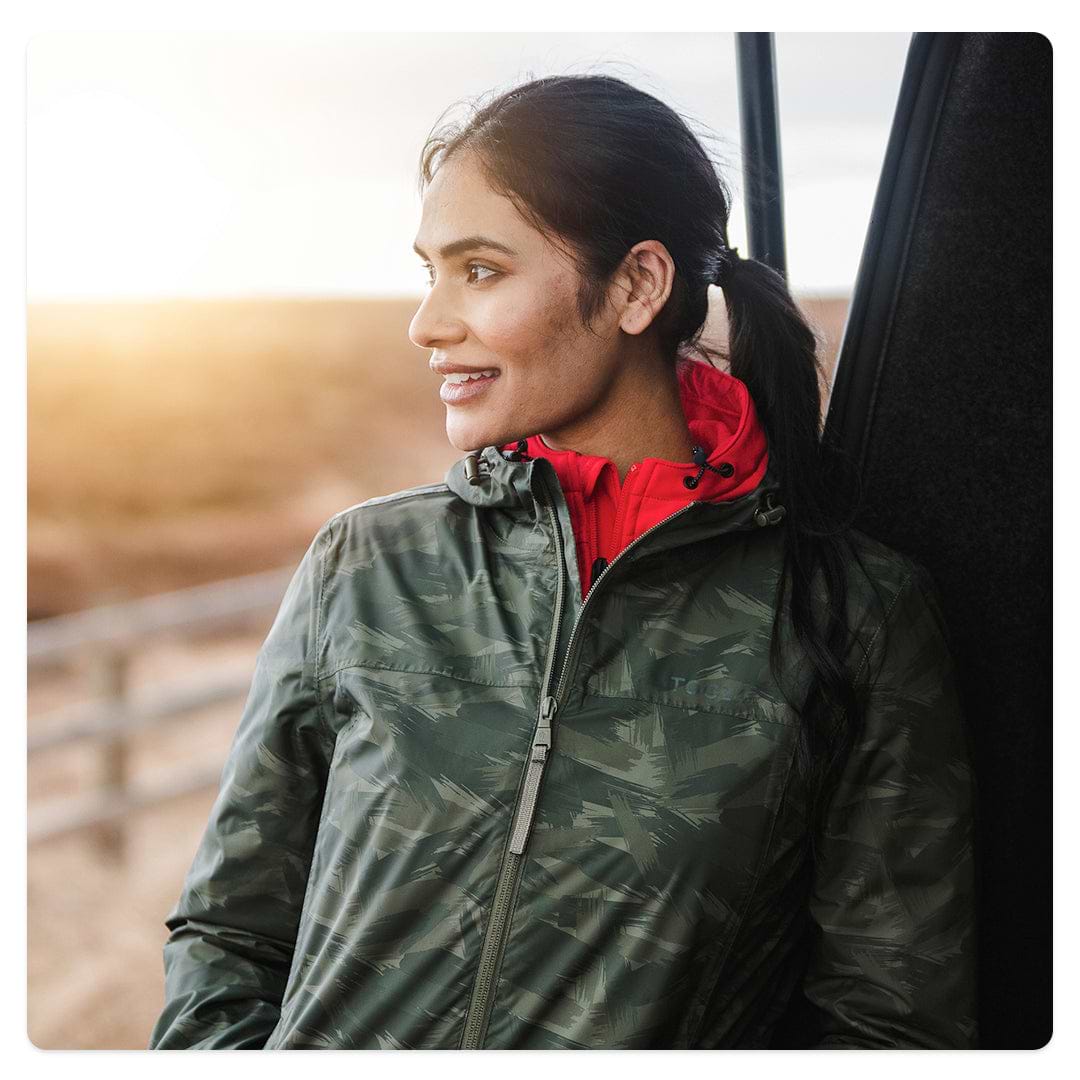 Craven Womens Waterproof Packaway Jacket Khaki Brush Camo