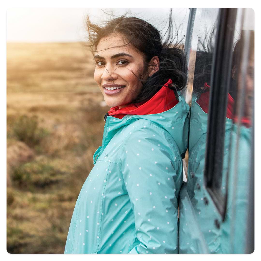 Craven Womens Waterproof Packaway Jacket Eggshell Blue Spot